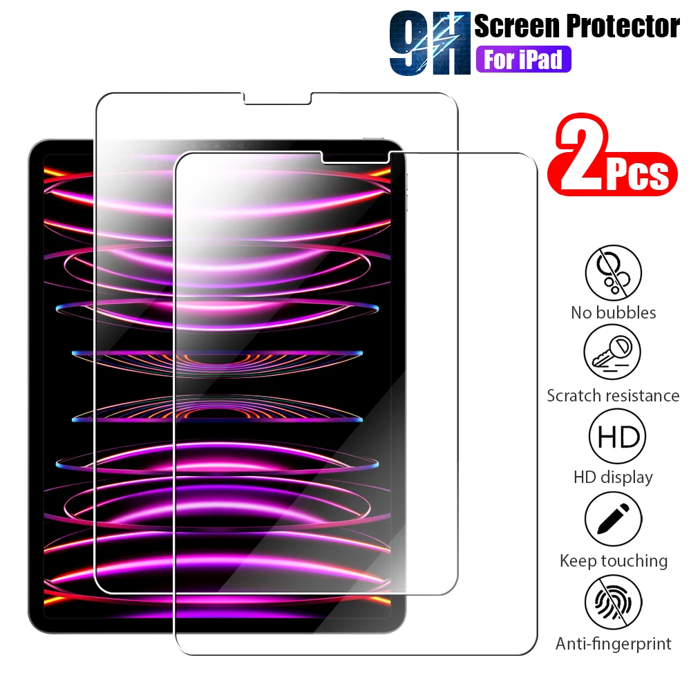 

Защита экрана для Ipad Pro 11 12,9 10 2022 2021 10,2 9,7, 2 шт., закаленное стекло для Ipad Mini 6 Air 5 4 3 2 1 8th 9th Gen 2020