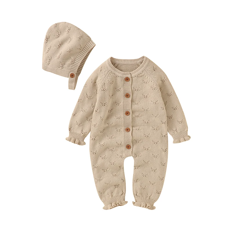 Autumn Baby Romper Knit 100%Cotton Newborn Girls Jumpsuit Outfits Long Sleeve Infant Kid Solid Ruffle Playsuit Hat 2PCS Clothing
Autumn Baby Romper Knit 100%Cotton Newborn Girls Jumpsuit Outfits Long Sleeve Infant Kid Solid Ruffle Playsuit Hat 2PCS Clothing