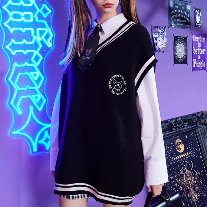 Anime Kawaii Sanrio Kuromi Cute Cartoon Women's Sweater Fashion Outerwear Knitting Sweet Embroidery Loose College Top Jk Vest
Anime Kawaii Sanrio Kuromi Cute Cartoon Women's Sweater Fashion Outerwear Knitting Sweet Embroidery Loose College Top Jk Vest