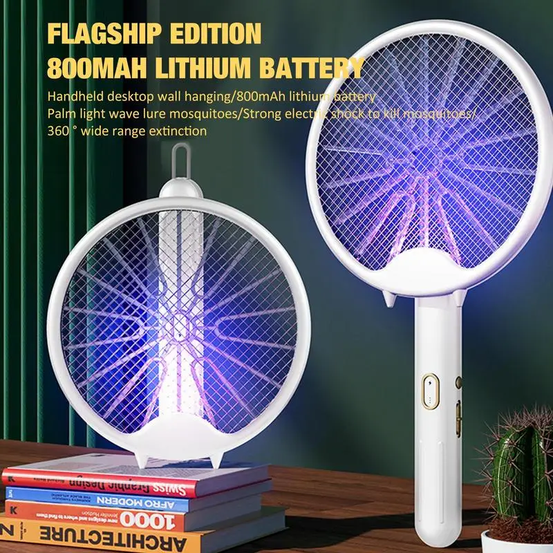 

2 in 1 Mosquito Killer Lamp Electric Shocker 3000 Volts UV Light Bugs Zapper Trap Flies Insect USB Recharge Summer Fly Swatter
