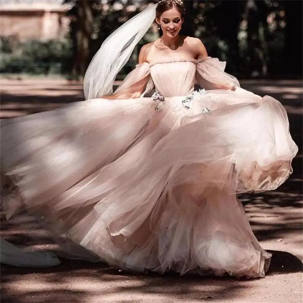 14063#Elegant A-LINE Floral Appliques Puffy Tulle Boho Style Classic Strapless Illusion Sleeve Zip Evening Dress Lady Prom Dress
14063#Elegant A-LINE Floral Appliques Puffy Tulle Boho Style Classic Strapless Illusion Sleeve Zip Evening Dress Lady Prom Dress