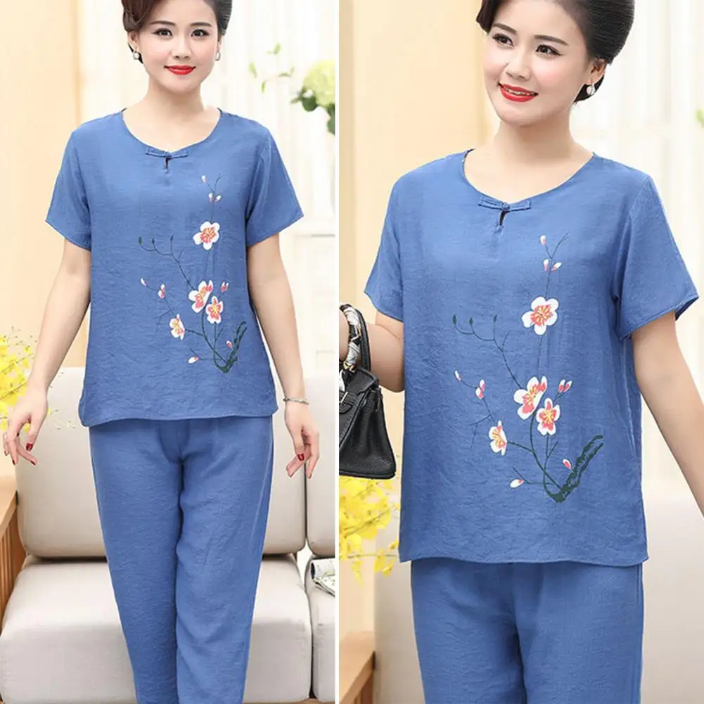2 Pcs/Set Women Pajamas Set O Neck Flower Print Grandma Style Elastic Waist Summer Pajamas Set Sleepwear
2 Pcs/Set Women Pajamas Set O Neck Flower Print Grandma Style Elastic Waist Summer Pajamas Set Sleepwear