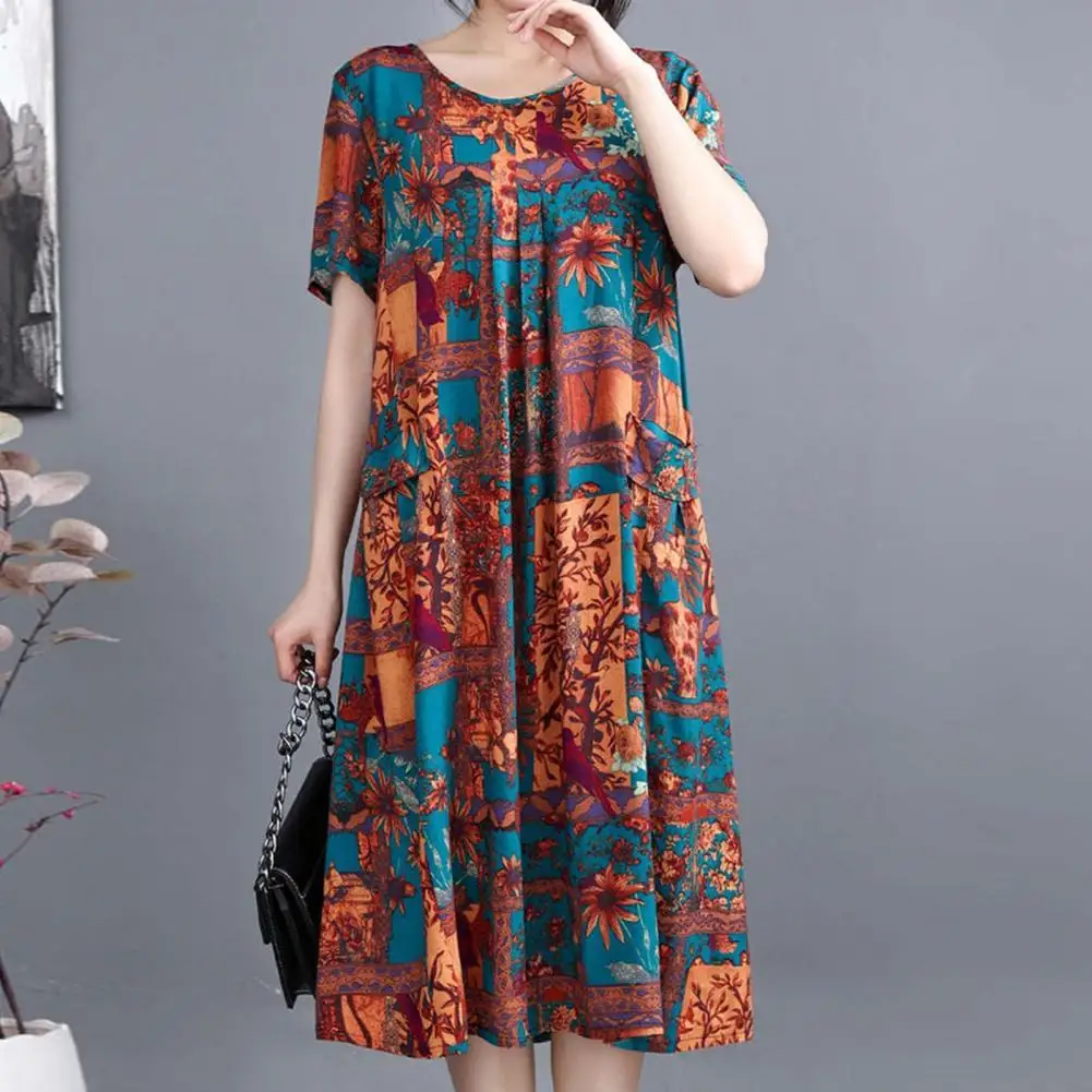 Popular Mother Dress Crew Neck Soft Texture Casual Dress Maple Leaves Print Short Sleeve Tunic Dress
Popular Mother Dress Crew Neck Soft Texture Casual Dress Maple Leaves Print Short Sleeve Tunic Dress