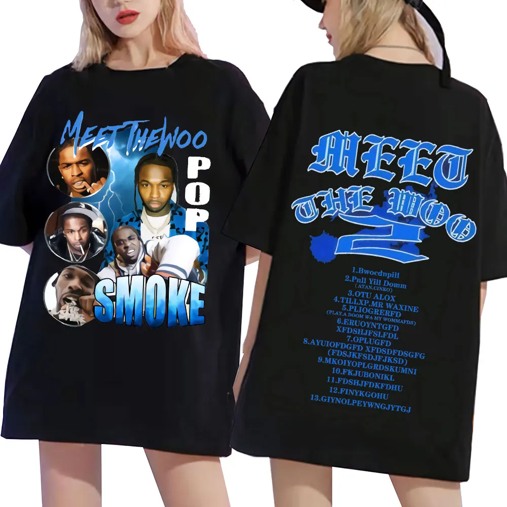 Двусторонняя графическая футболка Rapper Pop Smoke Meet The Woo, мужская и женская футболка в стиле хип-хоп, свободная повседневная футболка большого ра...
Двусторонняя графическая футболка Rapper Pop Smoke Meet The Woo, мужская и женская футболка в стиле хип-хоп, свободная повседневная футболка большого ра...