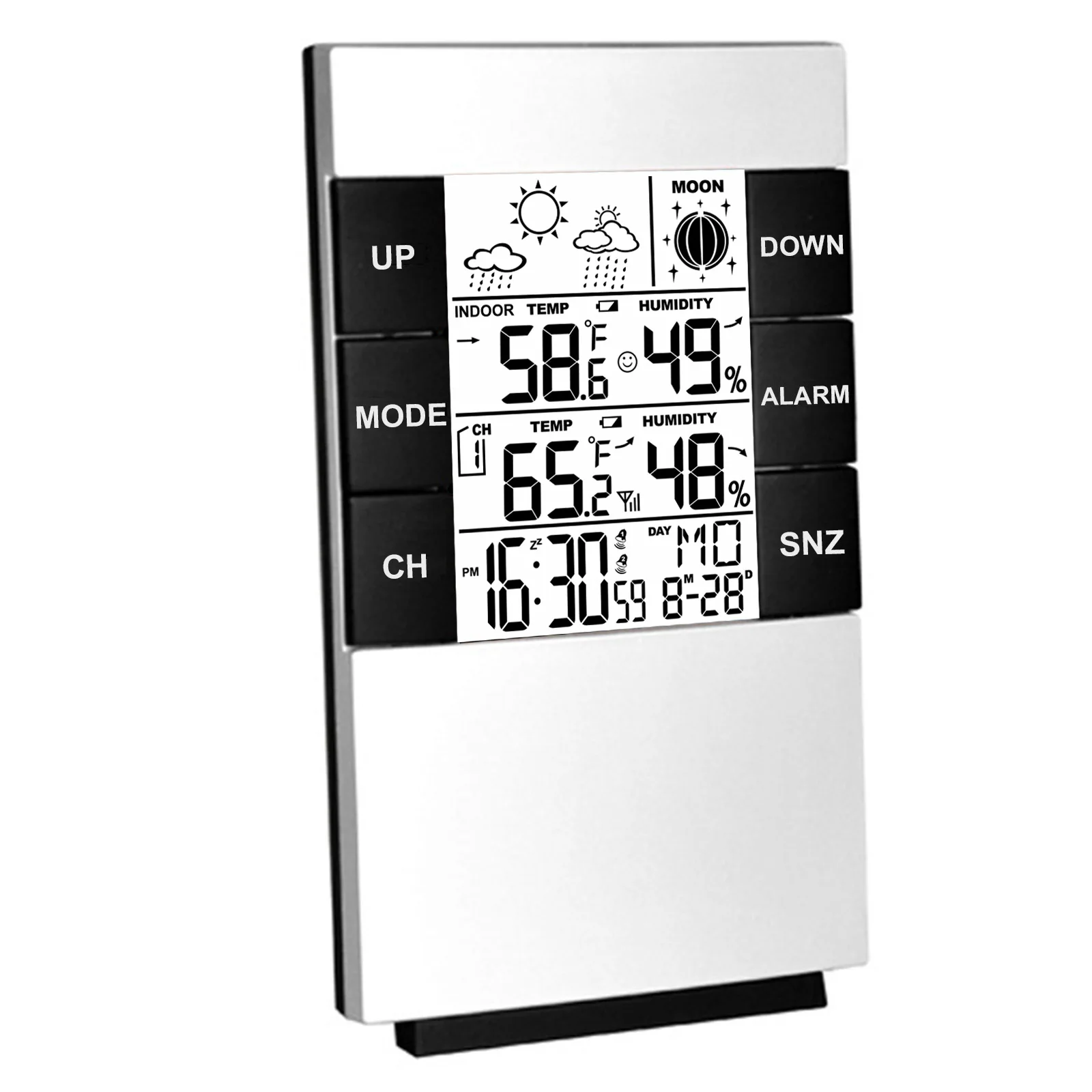 Backlit LCD Electronic Desk Clock Simple Temperature And Humidity Meter Weather Forecast Clock Electronic Weather Alarm Clock
Backlit LCD Electronic Desk Clock Simple Temperature And Humidity Meter Weather Forecast Clock Electronic Weather Alarm Clock