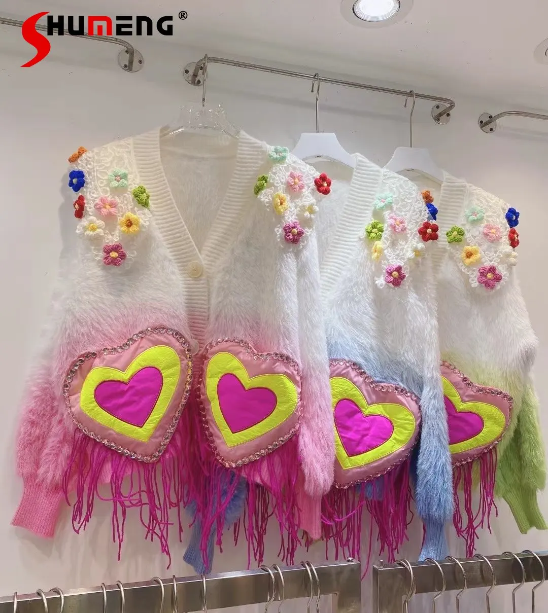 Женский вязаный свитер стразы, элегантный кардиган с цветами, бахромой и градиентом, Осень-зима 2022
Женский вязаный свитер стразы, элегантный кардиган с цветами, бахромой и градиентом, Осень-зима 2022