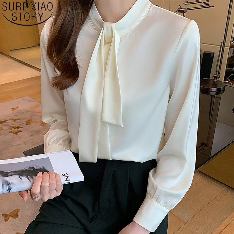 Ацетатная атласная блузка, пуловер, рубашка, Женская Весенняя Новинка 2022, топы с лентами, Простая Офисная Женская одежда с воротником-стойко... 
Ацетатная атласная блузка, пуловер, рубашка, Женская Весенняя Новинка 2022, топы с лентами, Простая Офисная Женская одежда с воротником-стойко...
