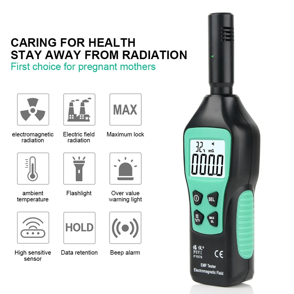 FY876 LCD Digital Electromagnetic Radiation Tester Portable High Precision Wave Radiation Dosimeter Detector Alarm Monitor
FY876 LCD Digital Electromagnetic Radiation Tester Portable High Precision Wave Radiation Dosimeter Detector Alarm Monitor