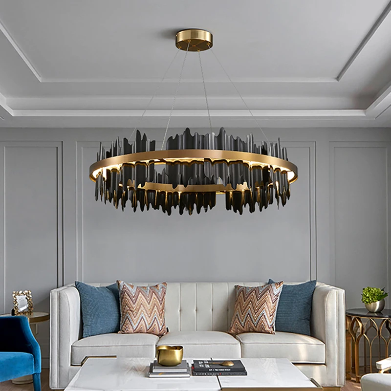 Modern Creative Round Chandelier Remote Control Dimmable Black/Gold Lamps Interior Decoration Living Room Lobby Pendant Lighs
Modern Creative Round Chandelier Remote Control Dimmable Black/Gold Lamps Interior Decoration Living Room Lobby Pendant Lighs