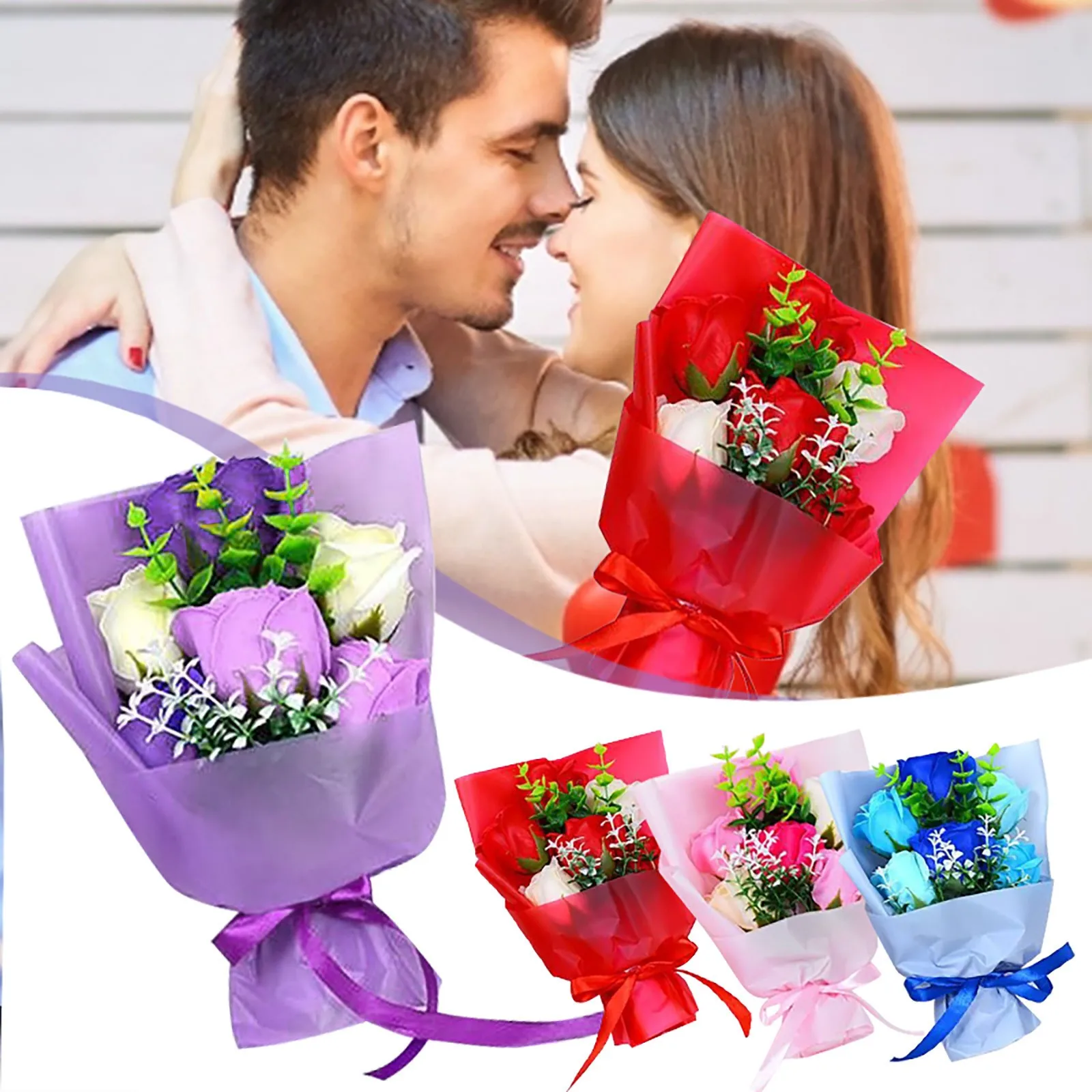 

Букет, Подарочная коробка, букет розы, имитация мыла, подарок на день матери, 6 искусственных цветов