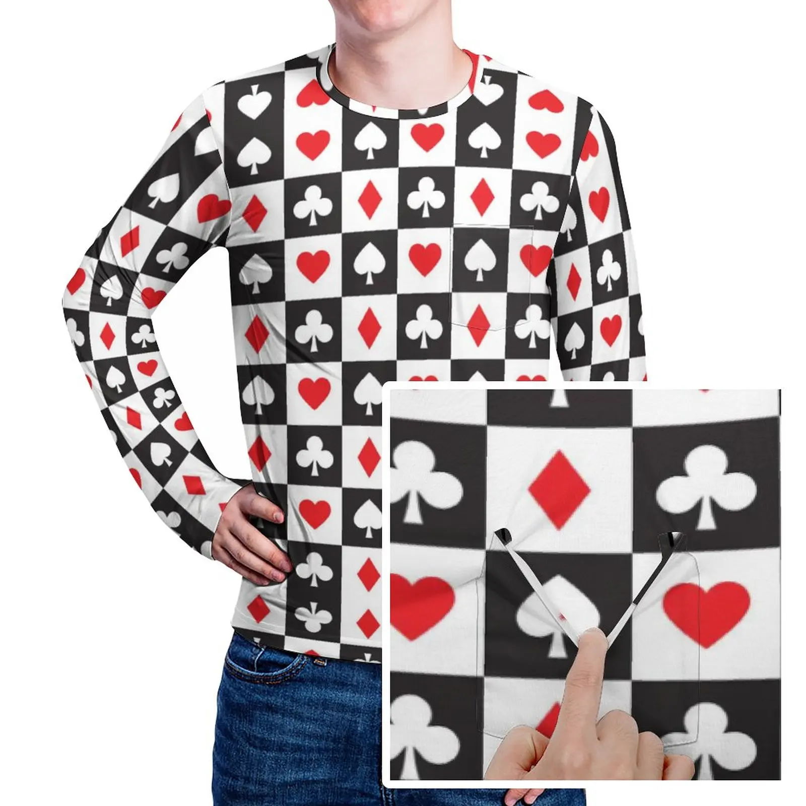 Heart Playing Cards T-Shirt Poker Harajuku T Shirts With Pocket Long Sleeve Graphic Tshirt Spring Funny Oversized Clothing
Heart Playing Cards T-Shirt Poker Harajuku T Shirts With Pocket Long Sleeve Graphic Tshirt Spring Funny Oversized Clothing
