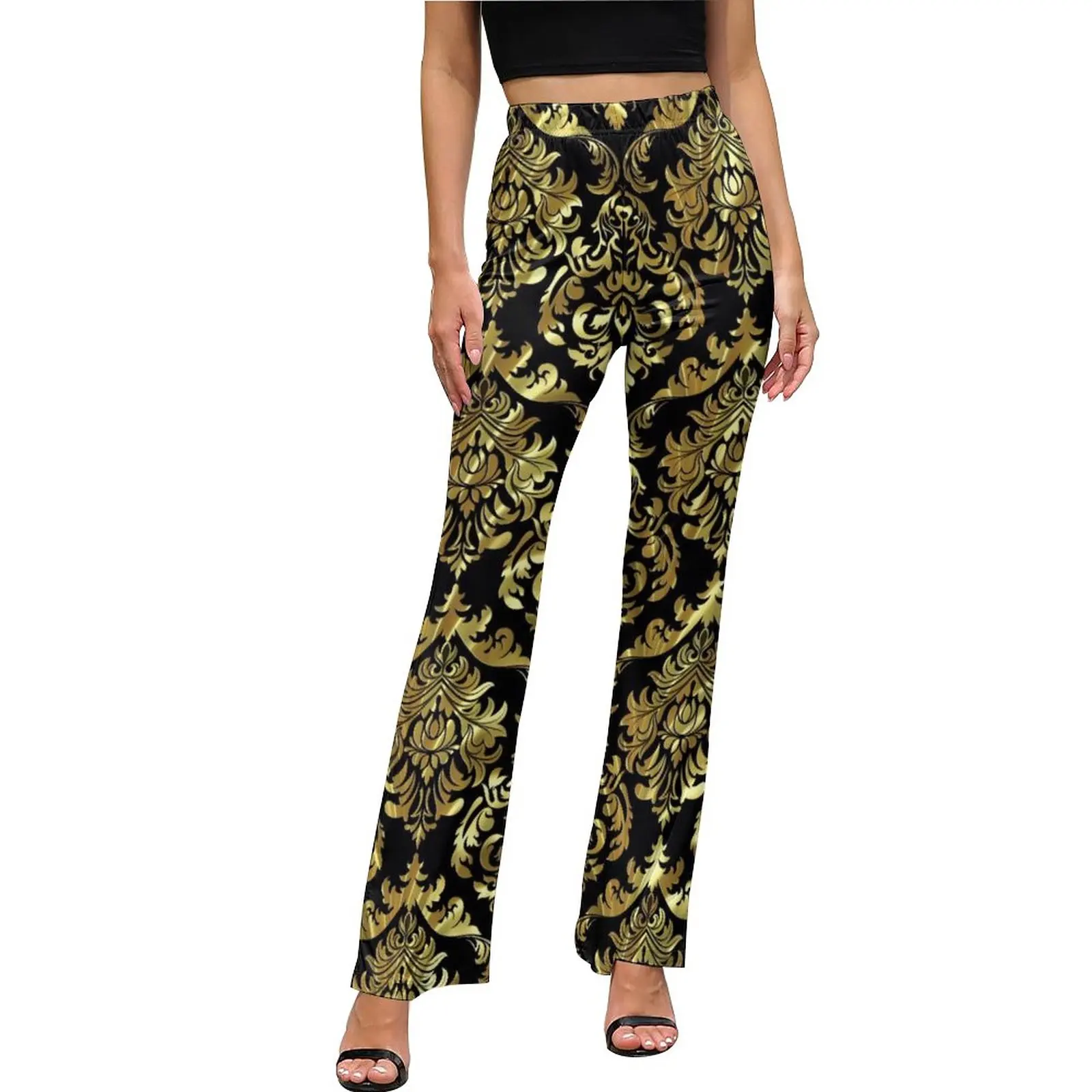 Baroque Floral Pants Black And Gold Elastic High Waist Casual Flare Trousers Spring Custom Street Wear Pants Gift Idea
Baroque Floral Pants Black And Gold Elastic High Waist Casual Flare Trousers Spring Custom Street Wear Pants Gift Idea