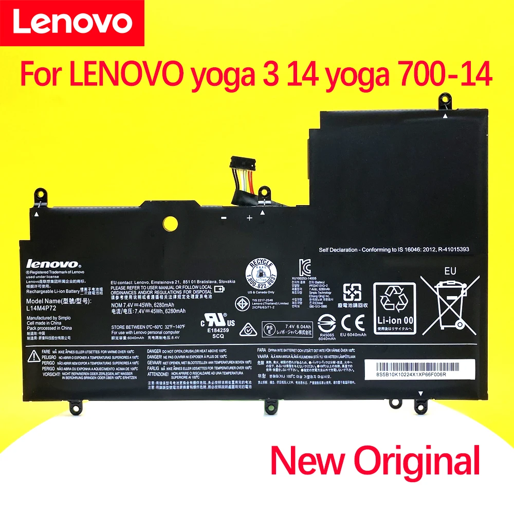 NEW Original L14S4P72 Laptop Battery For LENOVO Yoga 3 14 700 14ISK Serie Yoga3 14-IFI 14-ISE L14M4P72
NEW Original L14S4P72 Laptop Battery For LENOVO Yoga 3 14 700 14ISK Serie Yoga3 14-IFI 14-ISE L14M4P72