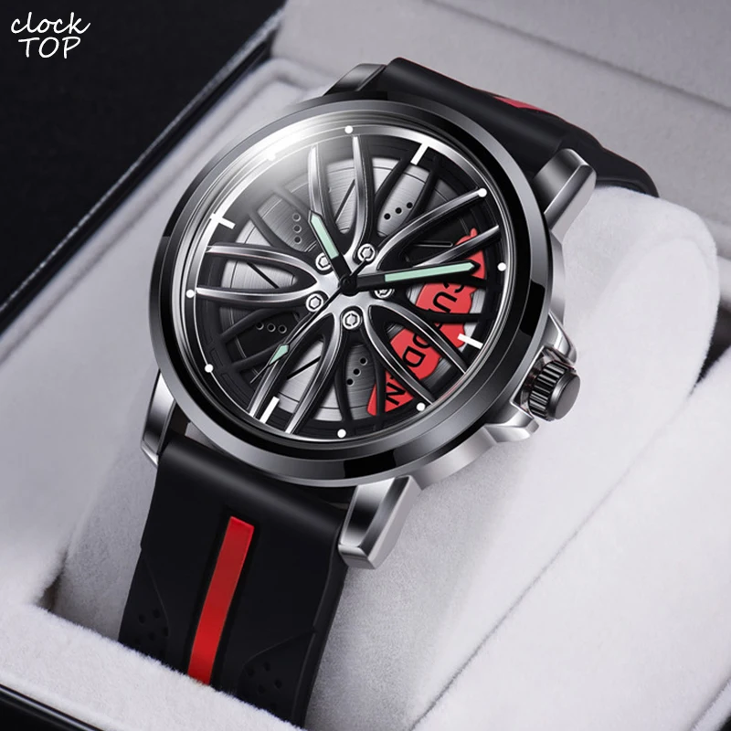 Cool Car Wheel Rim Hub Quartz Watch Men Luxury Black Silicone Leather Watches Wristwatch Male Sports Skeleton Dial Man Clock
Cool Car Wheel Rim Hub Quartz Watch Men Luxury Black Silicone Leather Watches Wristwatch Male Sports Skeleton Dial Man Clock