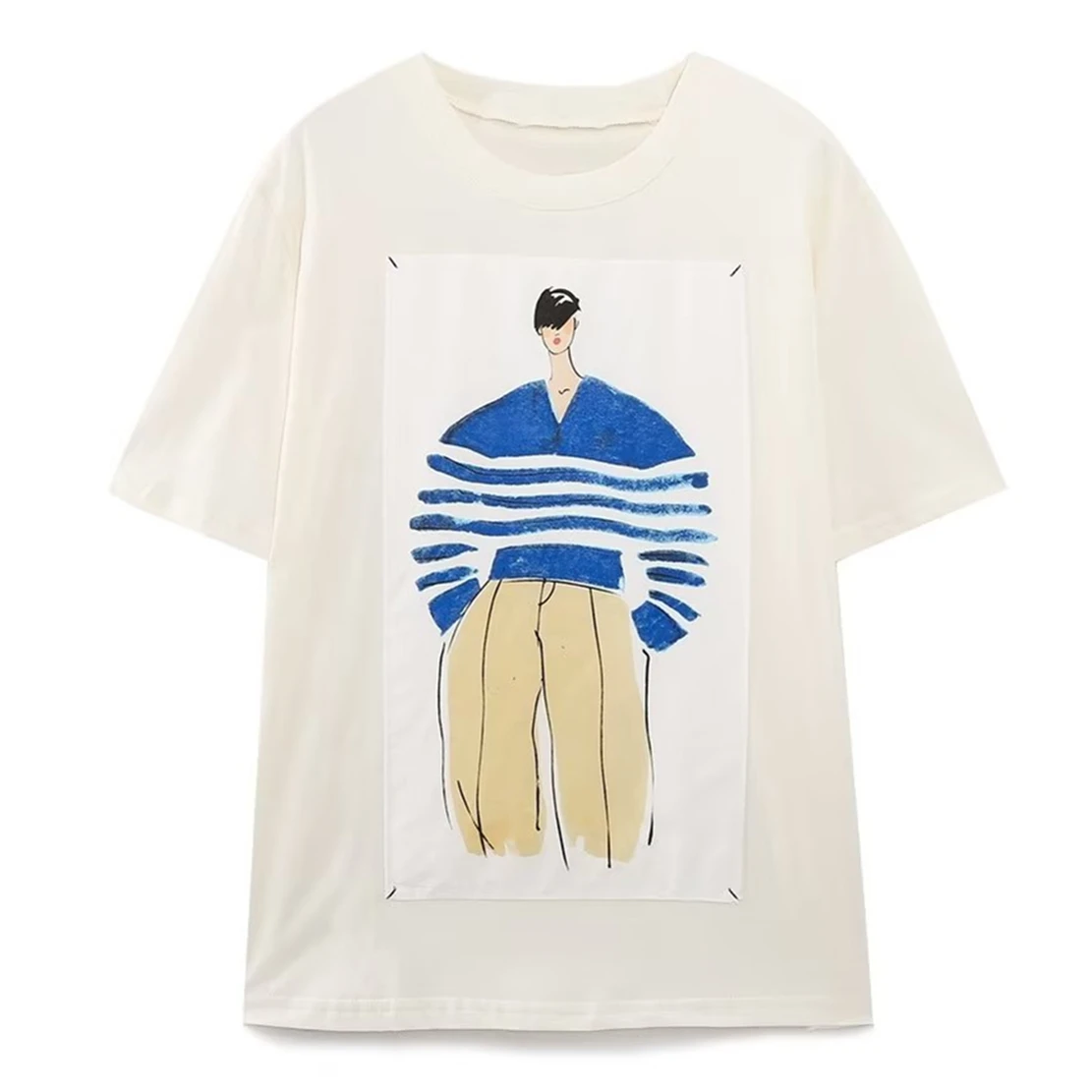 Elmsk Fashion High Street Hand-painted Girl Print Round Neck Cartoon Casual Top Women Cotton Summer T-shirt Female
Elmsk Fashion High Street Hand-painted Girl Print Round Neck Cartoon Casual Top Women Cotton Summer T-shirt Female