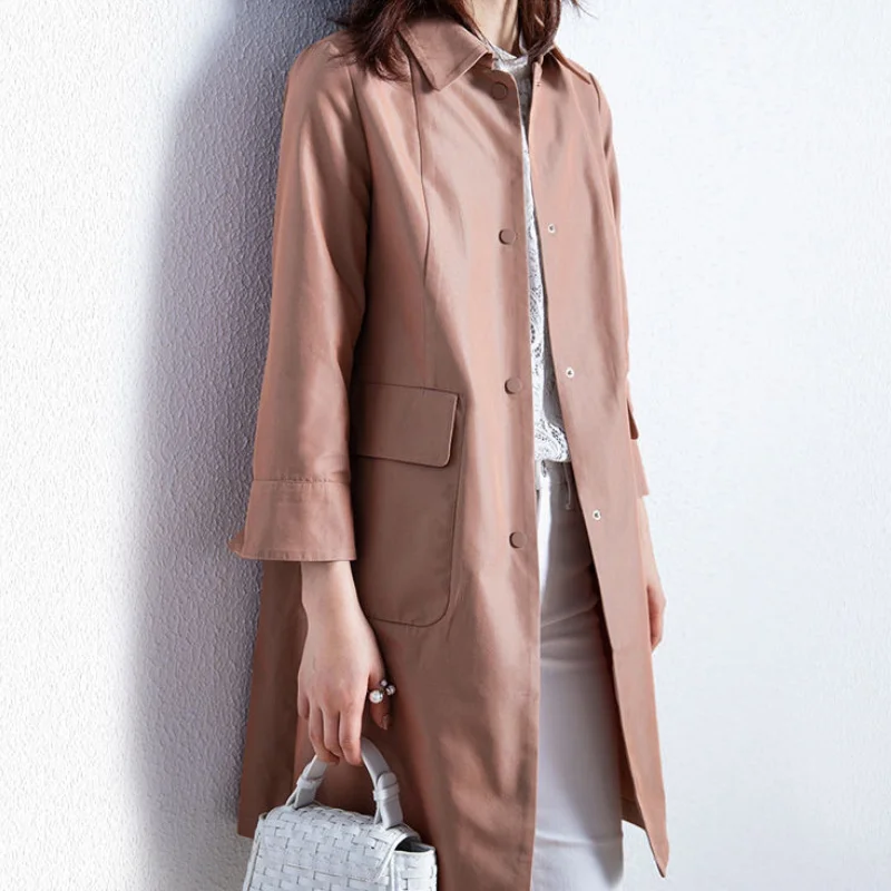 2022 Spring Autumn Mid-length Trench Coat For Women England Style Elegance Commute Single-breasted Big Pocket Female Windbreaker 
2022 Spring Autumn Mid-length Trench Coat For Women England Style Elegance Commute Single-breasted Big Pocket Female Windbreaker