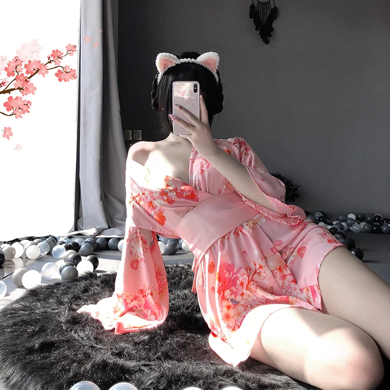 GLFS Women's Kimono Uniform Sexy Lingerie Temptation Clothes Cosplay Anime Japanese Cherry Blossom Print Oversize Bathrobe Suit
GLFS Women's Kimono Uniform Sexy Lingerie Temptation Clothes Cosplay Anime Japanese Cherry Blossom Print Oversize Bathrobe Suit