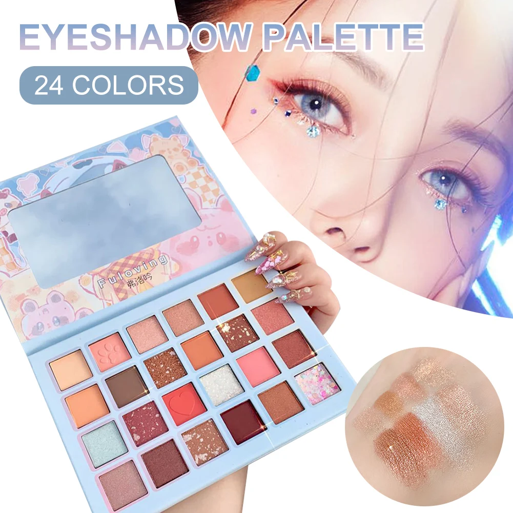 24 Colors Eyeshadow Palette Glitter Pearlescent Eyeshadow Powder Waterproof Eye Plate Cute Female Makeup
24 Colors Eyeshadow Palette Glitter Pearlescent Eyeshadow Powder Waterproof Eye Plate Cute Female Makeup