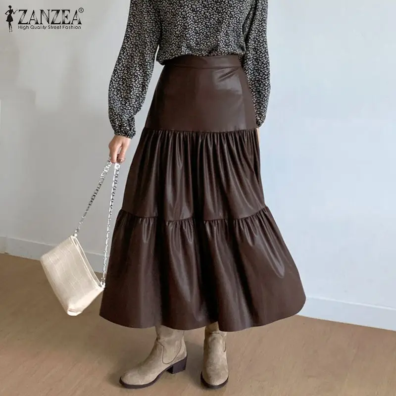 Lady Elegant Ruffle Mujer Faldas ZANZEA Women PU Leather Skirts 2022 Spring High Waist Long Jupe Femme Fashion Solid Maxi Skirt
Lady Elegant Ruffle Mujer Faldas ZANZEA Women PU Leather Skirts 2022 Spring High Waist Long Jupe Femme Fashion Solid Maxi Skirt