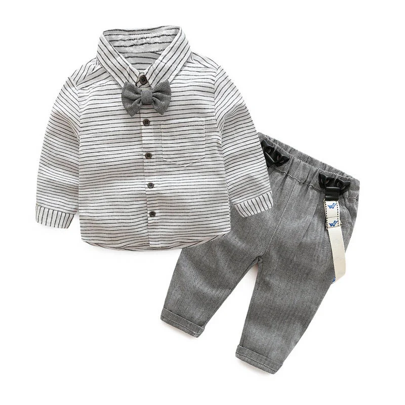 Fashion Newborn Baby Boy Clothes Gentleman 2 pieces Set Long Sleeve Striped Bowtie Shirts and Suspender Pants Boy Clothing Sets
Fashion Newborn Baby Boy Clothes Gentleman 2 pieces Set Long Sleeve Striped Bowtie Shirts and Suspender Pants Boy Clothing Sets