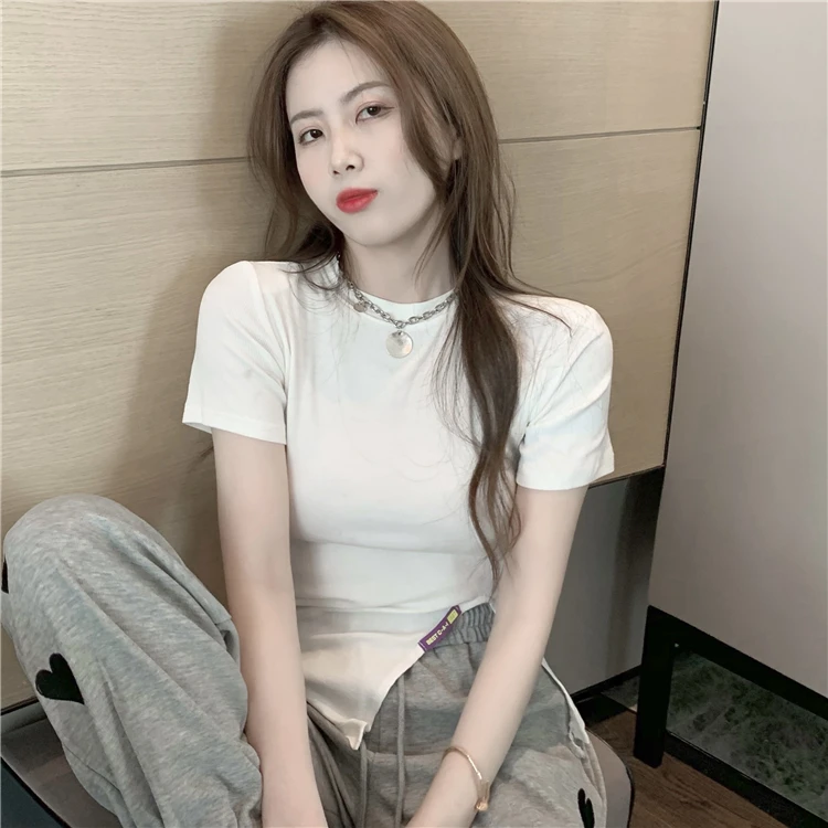 GG0202 2022 summer new spice girl design split T-shirt with white bottomed shirt inside
GG0202 2022 summer new spice girl design split T-shirt with white bottomed shirt inside