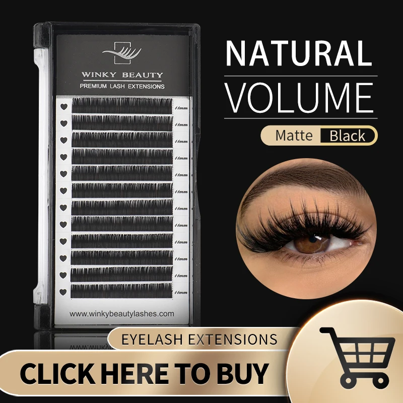 

Winky Beauty 12 Row Faux Lash Synthetic Mink Individual Eyelash Extension Dark Black Matte Soft Natural Eyelash Extension