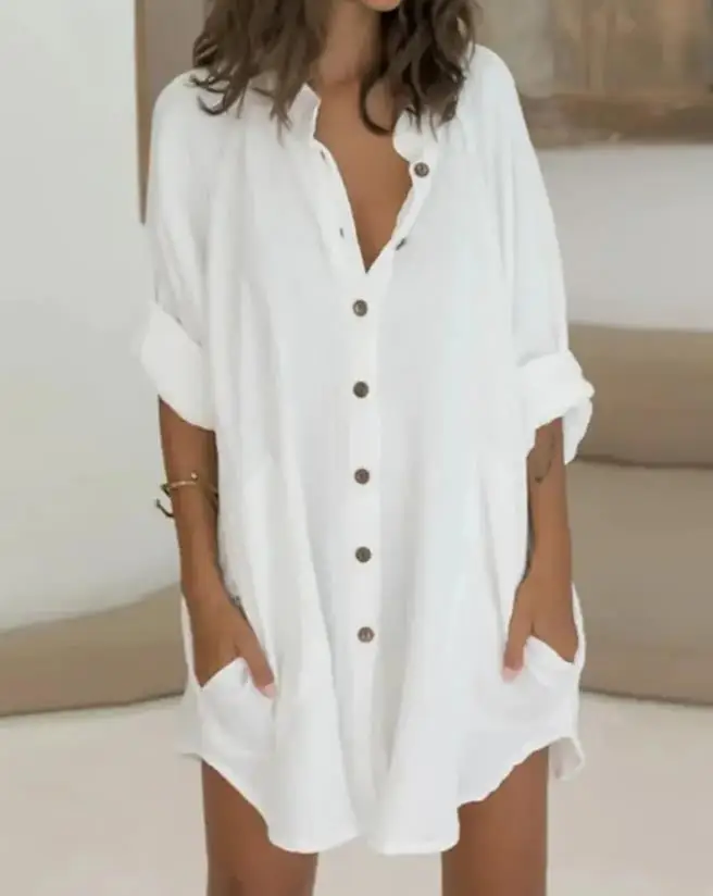 Tops for Women 2023 Summer Fashion Button Pocket Design Long Sleeve Top Lady Casual Loose Blouses OOTD All-Match
Tops for Women 2023 Summer Fashion Button Pocket Design Long Sleeve Top Lady Casual Loose Blouses OOTD All-Match