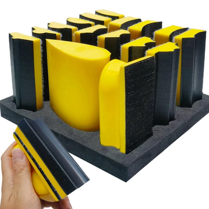 16 PCS Hand Sanding Block Set - Hook And Loop Soft And Durable Foam Material Assorted Sanding Pad Hook Backing Plate Durable
16 PCS Hand Sanding Block Set - Hook And Loop Soft And Durable Foam Material Assorted Sanding Pad Hook Backing Plate Durable