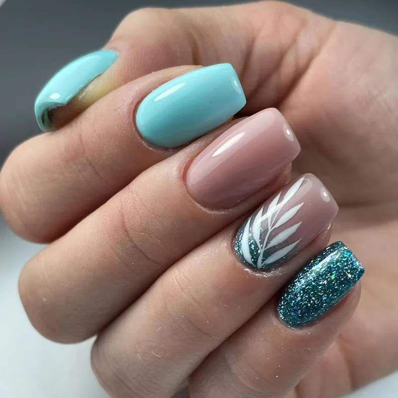 Dressy Bright Summer Mid Fresh Light Blue Golden Foil Wear Nail Finished False Fake Art Nails Glue Leaf Easy To Wear Charm Woman
Dressy Bright Summer Mid Fresh Light Blue Golden Foil Wear Nail Finished False Fake Art Nails Glue Leaf Easy To Wear Charm Woman