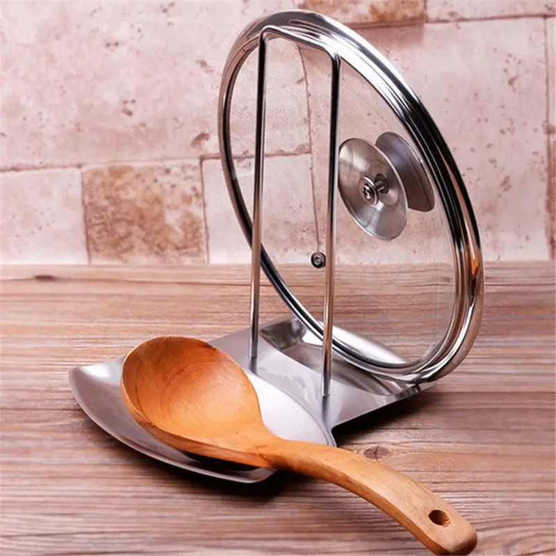 

Stainless Steel Pan Pot Rack Cover Lid Rest Stand Spoon Holder Home Applicance The Goods For Kitchen Accessories High Quality