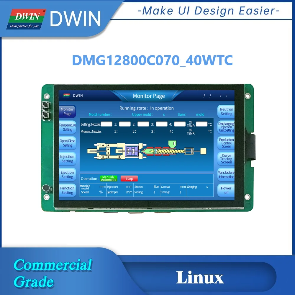 DWIN Linux Intelligent Display 7 Inch 1280*800 Pixel High Definition Commercial Grade Linux4.19 OS RK3566 RS232 RS485 CTP Screen
DWIN Linux Intelligent Display 7 Inch 1280*800 Pixel High Definition Commercial Grade Linux4.19 OS RK3566 RS232 RS485 CTP Screen