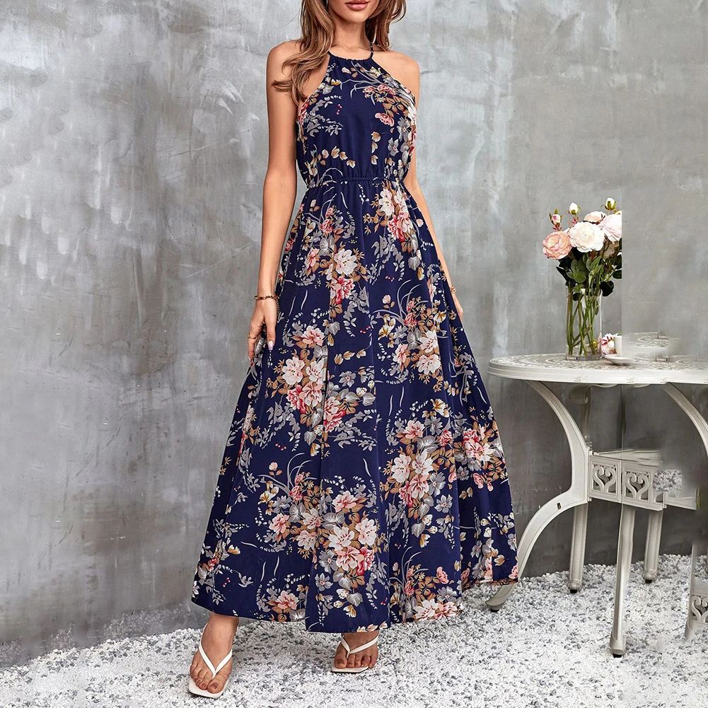 Women Floral Long Dress Halter Sleeveless Ladies Summer Holiday Beach Split Sundress Ankle Length Fashion Casual Boho Dresses
Women Floral Long Dress Halter Sleeveless Ladies Summer Holiday Beach Split Sundress Ankle Length Fashion Casual Boho Dresses