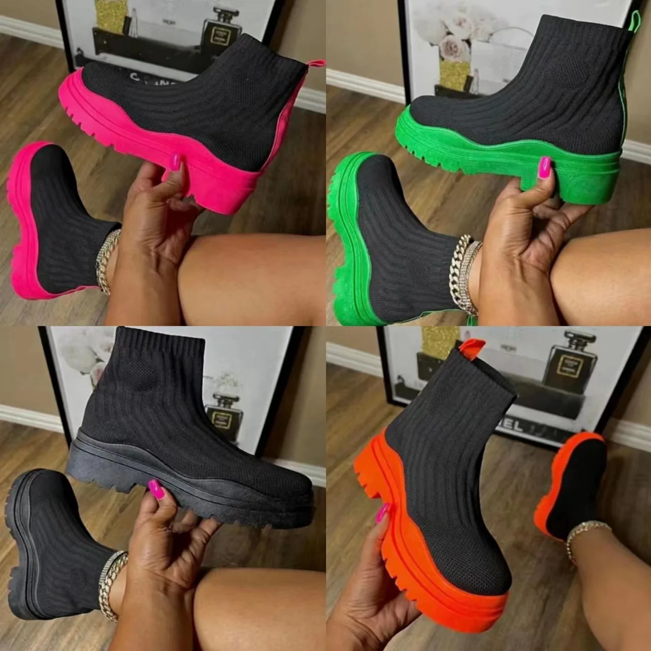 Ankle Sock Stretch Boots Designer Chunky Platform Boots 2022 New Winter Warm Fashion Mid Heels Knitting Chelsea Women Shoes
Ankle Sock Stretch Boots Designer Chunky Platform Boots 2022 New Winter Warm Fashion Mid Heels Knitting Chelsea Women Shoes