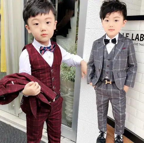 Formal Boys Suits Blazers grid Long Clothes For Wedding Party Baby boys Vest Pants Jackets 3pcs Kids Boys Outerwear Clothing Set
Formal Boys Suits Blazers grid Long Clothes For Wedding Party Baby boys Vest Pants Jackets 3pcs Kids Boys Outerwear Clothing Set