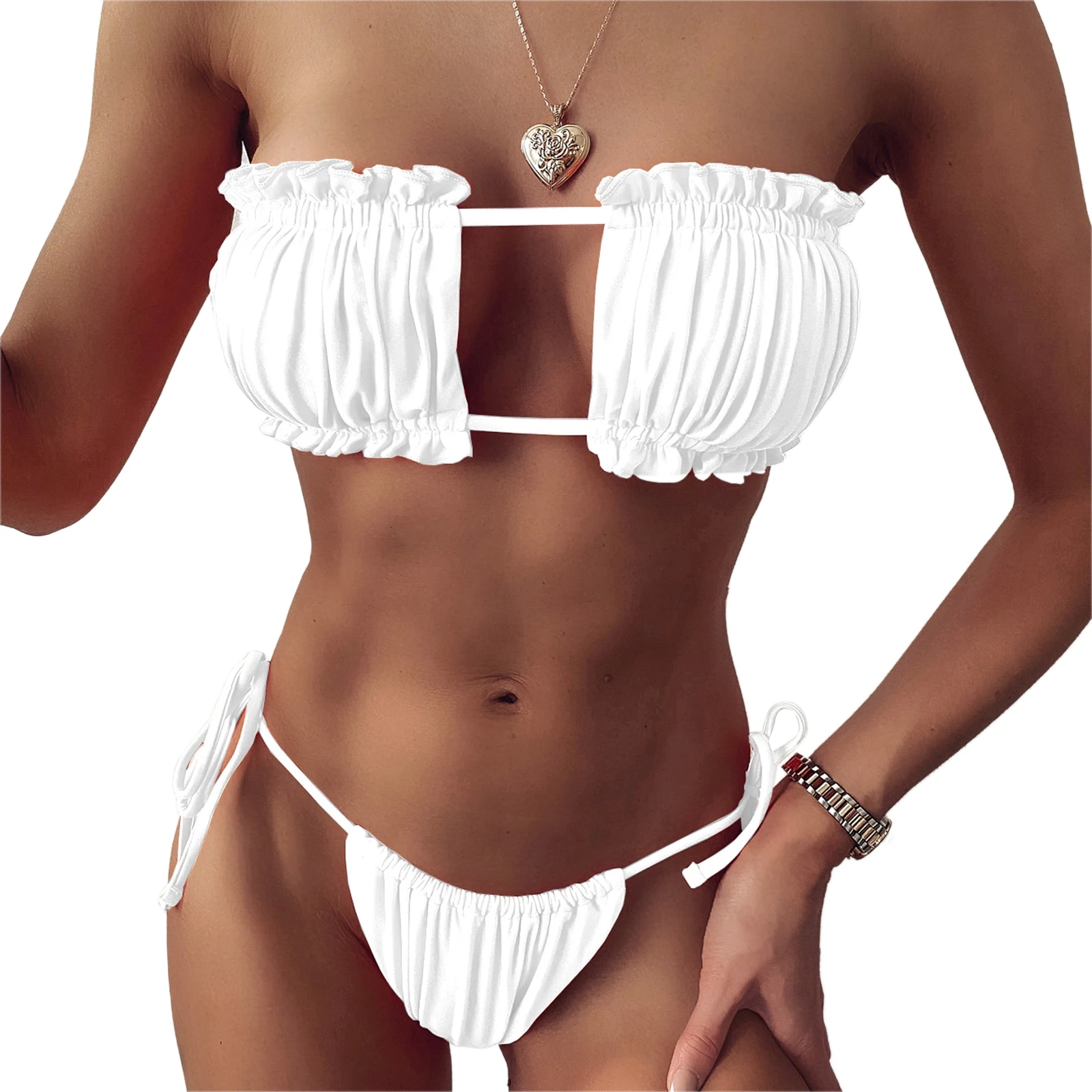 2022 Women Tube Top Bikini Set Hollow Folding Folding Decoration Adjustable Shoulder Strap Bra Top Summer Strapless Swimsuit
2022 Women Tube Top Bikini Set Hollow Folding Folding Decoration Adjustable Shoulder Strap Bra Top Summer Strapless Swimsuit