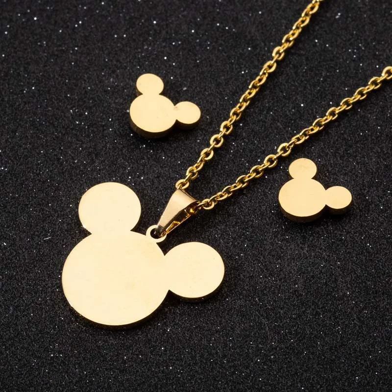 Cute Animal Mouse Necklace for Women Jewelry Set Fashion Stainless Steel Pendant Choker Earrings Kids Cartoon Gift Collar
Cute Animal Mouse Necklace for Women Jewelry Set Fashion Stainless Steel Pendant Choker Earrings Kids Cartoon Gift Collar