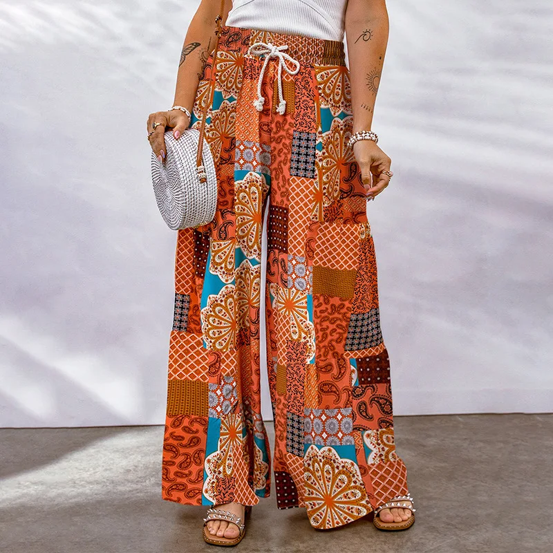 New Women's Slim High Waist Lace Up Wide Leg Pants Occidental Bohemian Printed Casual Pants
New Women's Slim High Waist Lace Up Wide Leg Pants Occidental Bohemian Printed Casual Pants