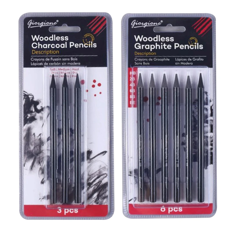 Artist Woodless Pencil Set Non-wood Graphite Charcoal Sketching Black Color for Painter Drawing Writing Shading 3/6 pcs
Artist Woodless Pencil Set Non-wood Graphite Charcoal Sketching Black Color for Painter Drawing Writing Shading 3/6 pcs
