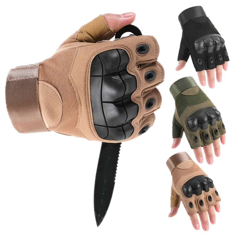 

Army Tactical Gloves Men Women Paintball Airsoft Combat Mittens Fingerless Motorcycle Hard Knuckle Half Finger Military Gloves