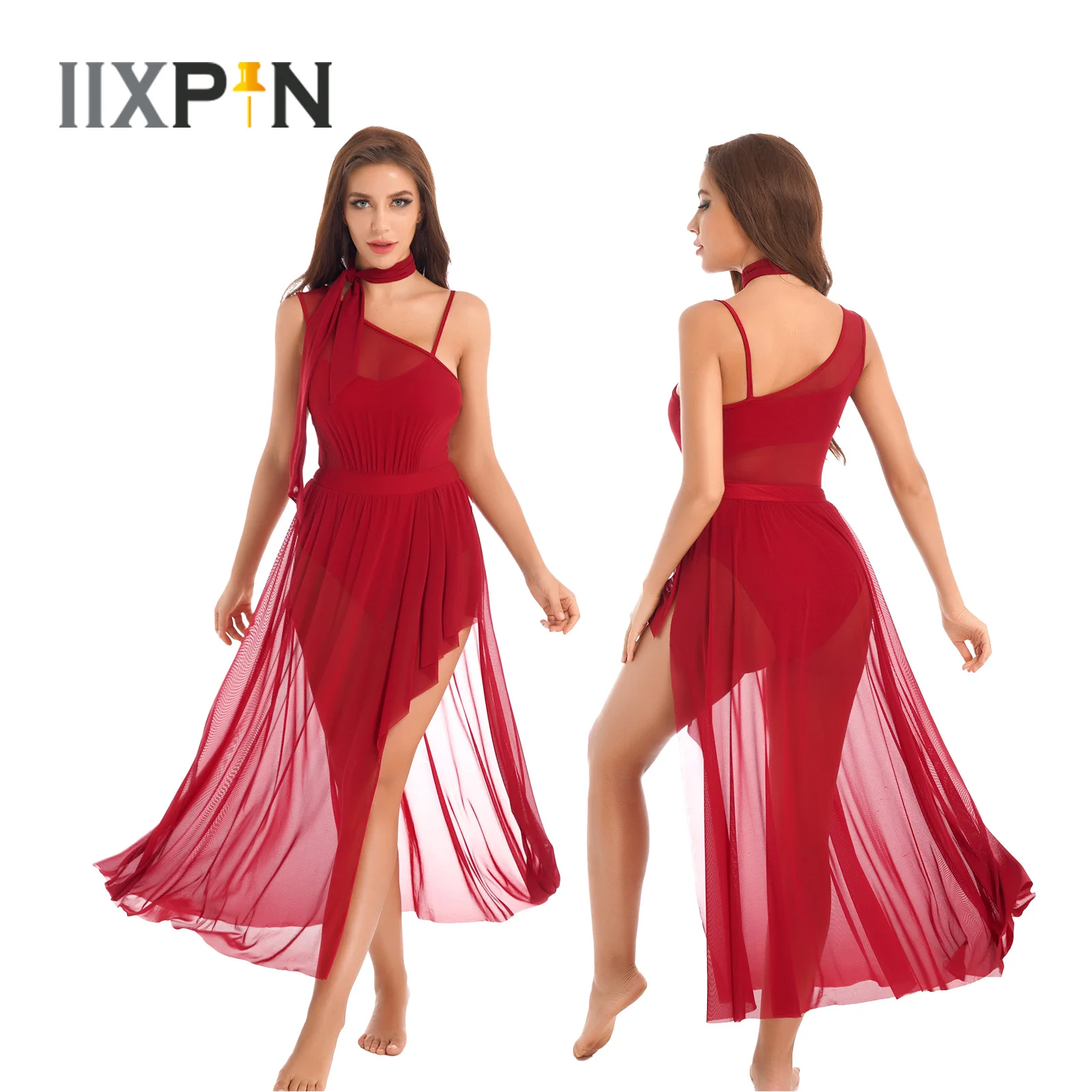 Womens Lyrical Dance Dress Sheer Mesh Sleeveless Ballet Tutu Leotard Dance Dresses With Neckerchief Modern Dancewear 2022 New
Womens Lyrical Dance Dress Sheer Mesh Sleeveless Ballet Tutu Leotard Dance Dresses With Neckerchief Modern Dancewear 2022 New