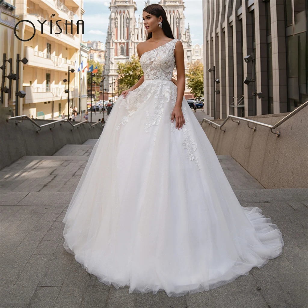 OYISHA Elegant One Shoulder Wedding Dresses For Bride 2023 Lace Appliques A-Line Tulle Backless Bridal Gowns Vestido De Novia
OYISHA Elegant One Shoulder Wedding Dresses For Bride 2023 Lace Appliques A-Line Tulle Backless Bridal Gowns Vestido De Novia