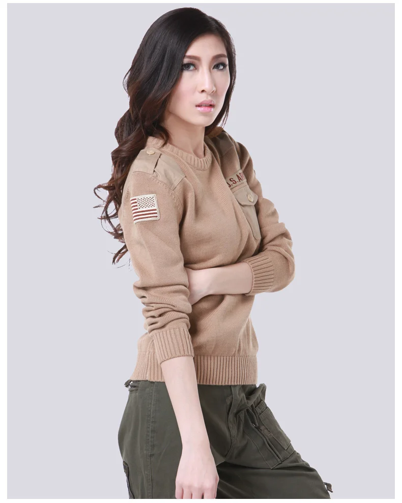 

High Quality Patch Women's Military Design Sweater Tactical Army Knitted 101 Airborne Division Sweaters Autumn Winter Casual Thi