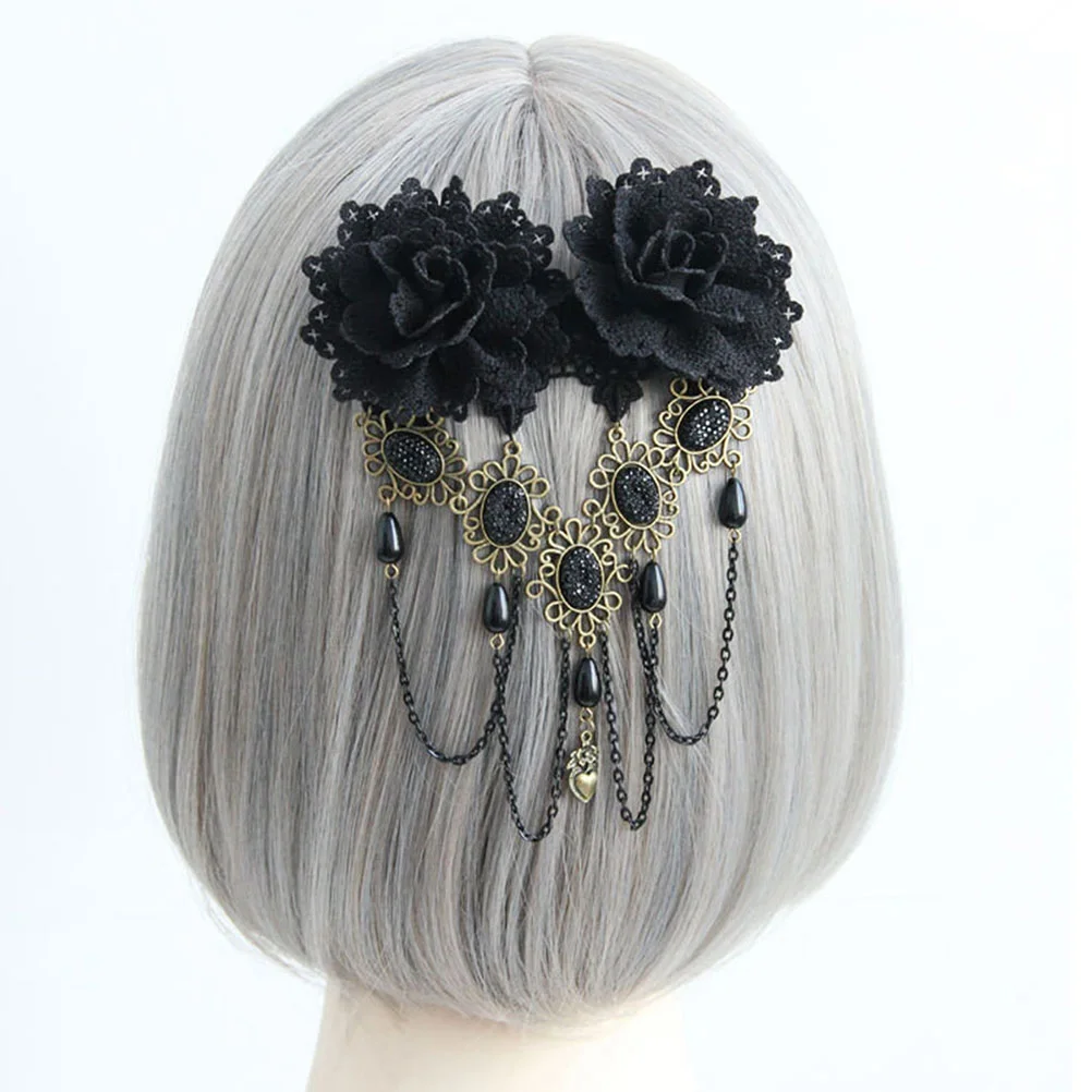 Roses Hair Clips Tassels Flower Hair Lace Headdress Woman Hair Decoration Accessories Hairpin (Black)
Roses Hair Clips Tassels Flower Hair Lace Headdress Woman Hair Decoration Accessories Hairpin (Black)