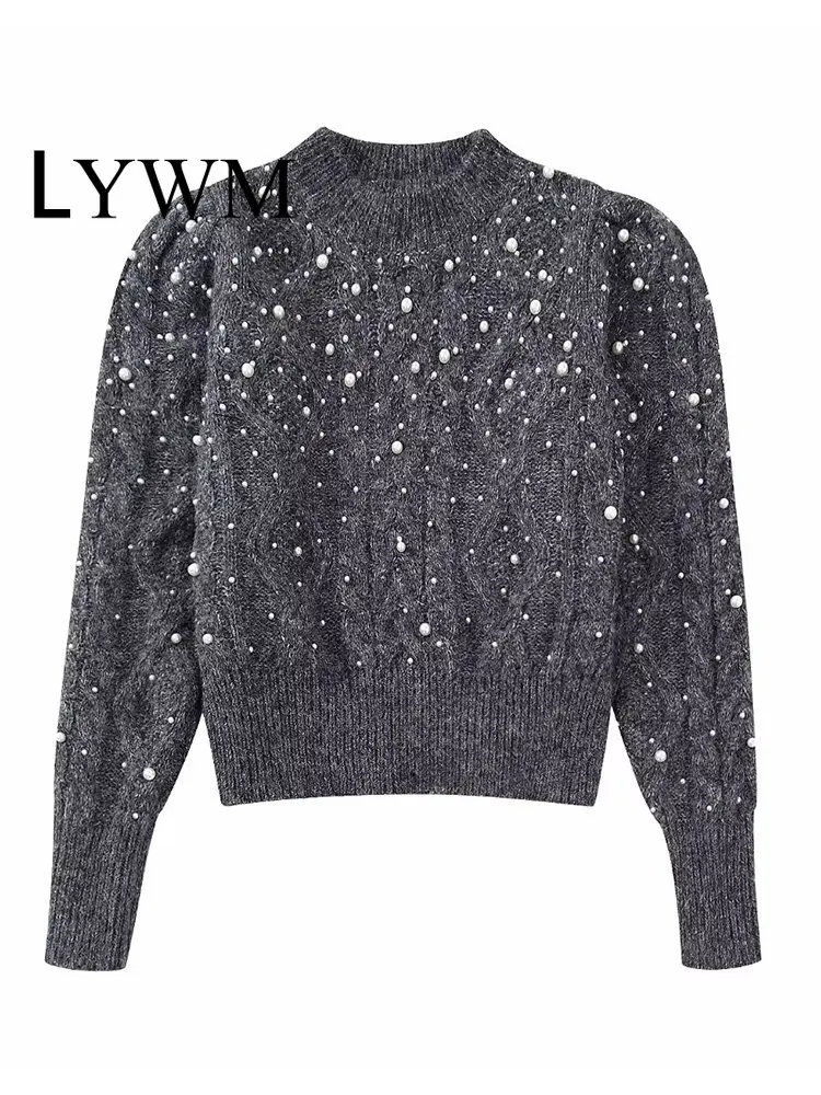 LYWM Women Fashion With Faux Pearls Solid Knitted Pullover Sweater Vintage O-Neck Long Sleeves Female Chic Lady Tops
LYWM Women Fashion With Faux Pearls Solid Knitted Pullover Sweater Vintage O-Neck Long Sleeves Female Chic Lady Tops