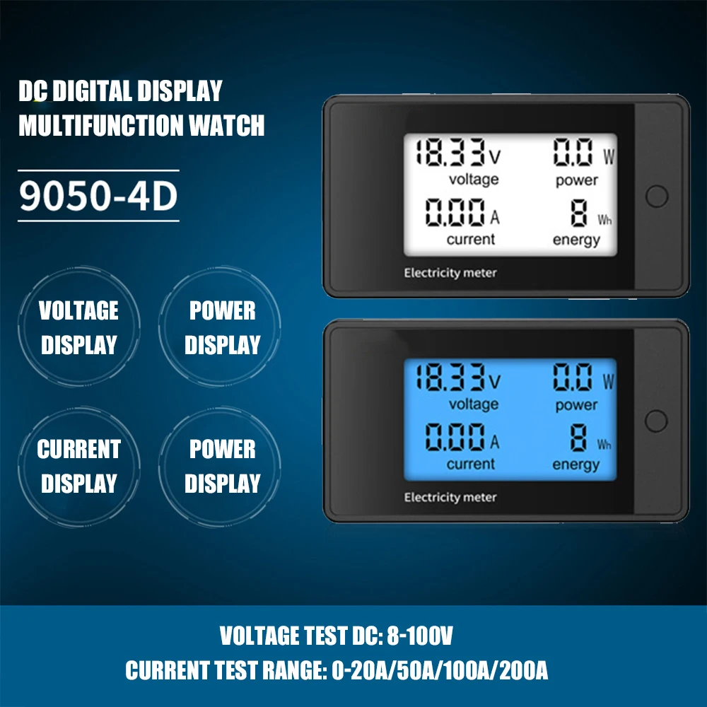 

DC 8-100V 20A/50A/100A/200A LCD Digital Meter Voltmeter Ammeter Voltage Current Meter Power Energy Detector Tester with Shunt
