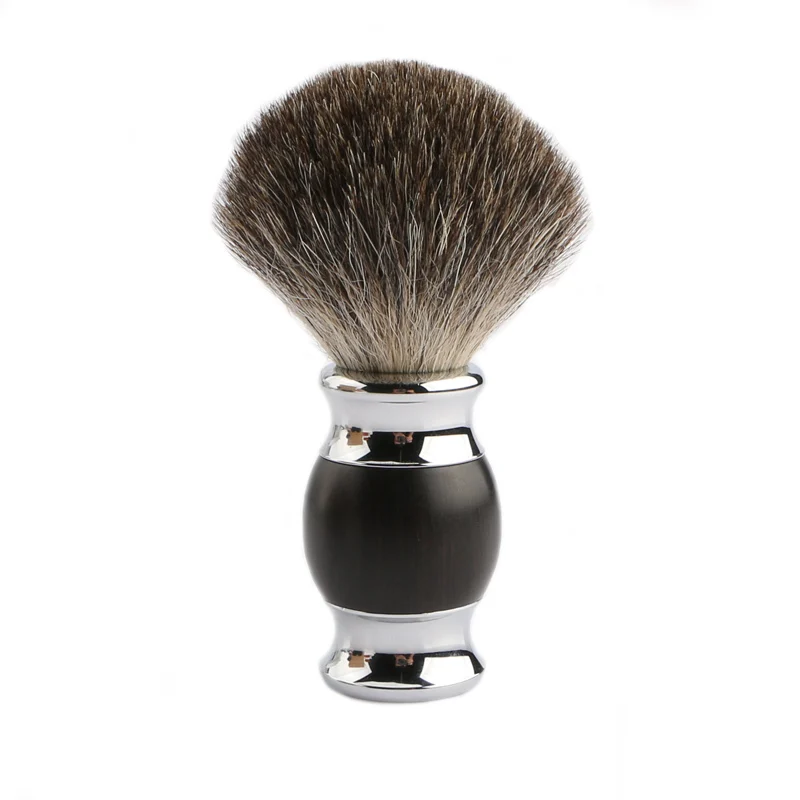 

100% Pure Badger Shaving Brush Ebony + Metal Handle Used With Safety Razor Engineered For The Best Shave of Your Life