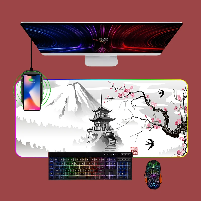 Japan Cherry Blossom Sakura Pagoda Wireless charging Phone Deskmat HD Mouse Pad Light Mousepad XXL Gaming PC Carpet With Backlit
Japan Cherry Blossom Sakura Pagoda Wireless charging Phone Deskmat HD Mouse Pad Light Mousepad XXL Gaming PC Carpet With Backlit