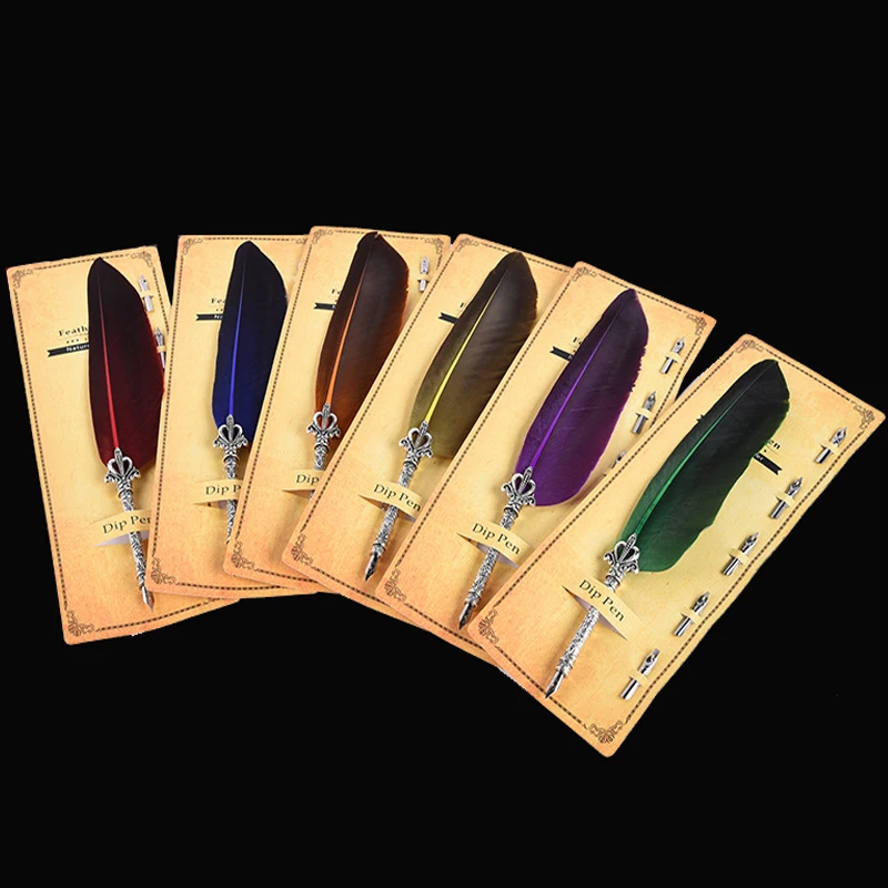 1 Set Feather Fountain Pen Calligraphy Pen Quill Oblique Fountain Luxury Pen Ink +5pcs Nib Metal for Fancy Font Office Supplies
1 Set Feather Fountain Pen Calligraphy Pen Quill Oblique Fountain Luxury Pen Ink +5pcs Nib Metal for Fancy Font Office Supplies