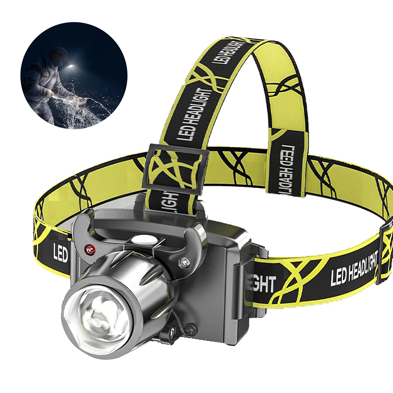 Outdoor Headlamp Illuminating Bright Light Head Wearing Lamp Aluminum and Plastic Headband Rechargeable Elastic Headband Lamp
Outdoor Headlamp Illuminating Bright Light Head Wearing Lamp Aluminum and Plastic Headband Rechargeable Elastic Headband Lamp