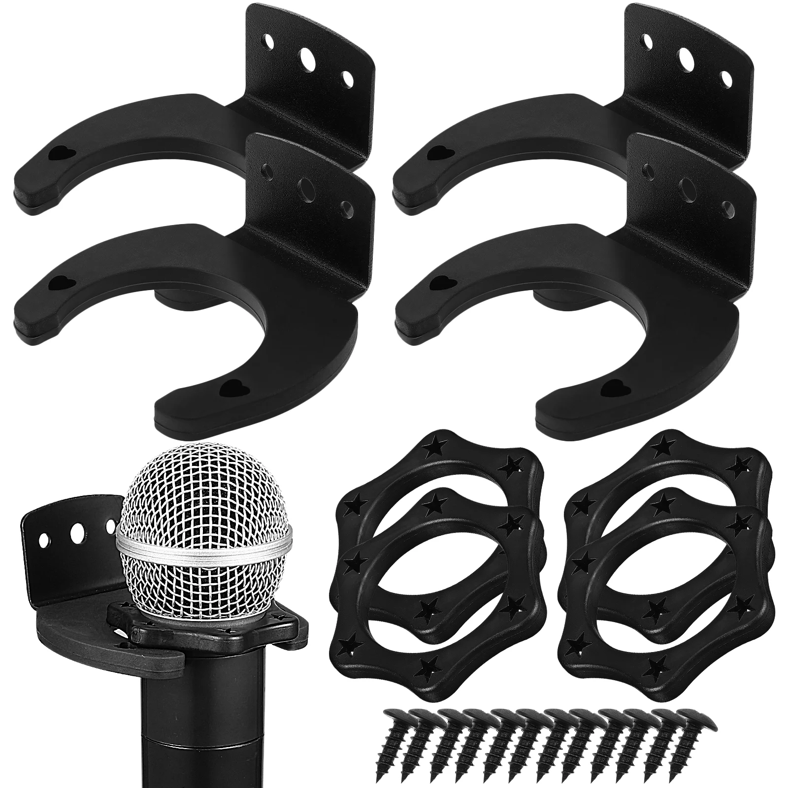 4 Sets Microphone Accessories Including Microphone Wall Holders Hexagonal Microphone Rings
4 Sets Microphone Accessories Including Microphone Wall Holders Hexagonal Microphone Rings